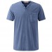 Summer Casual V Neck Comfort Cotton T-shirt Mens Fashion Chest Pocket Tops Tees