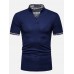 Mens Casual Stand Collar V-Neck Slim Golf Shirts