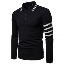 Mens Fashion Turn Down Collar Buttons Long Sleeve T-shirts