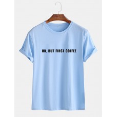 Mens Loose Slogan Casual Short Sleeve Round Neck T-Shirts