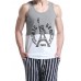 SEOBEAN New York Paris Printed Mens Vest Cotton Summer Leisure Fitness Jogging Sport Tops