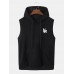 Men Graphic Letter Sleeveless Hooded Drawstring Kangaroo Pocket Tank Top