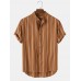 Mens Vintage Striped Loose Comfy Casual Henley Shirts