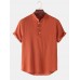 Mens Basic Solid Color Linen Short Sleeve Henley Shirt