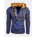 Mens Letter V-Neck Zip Knit Pullover Casual Drawstring Hooded Sweaters