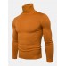 Mens Solid Color High Neck Cotton Knit Casual Long Sleeve Sweaters