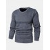 Mens Basic Solid Color V-Neck Knitted Casual Long Sleeve Sweater