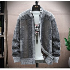 2022 Winter New Plush Thickened Large Men's Jacket Sweater Jacket Stand Collar Cardigan Top