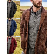 Men's Cardigan Jumper Knit Knitted Solid Color Open Front Casual Weekend Fall Spring Green Blue S M L / Cotton / Long Sleeve / Long Sleeve