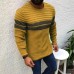 Men‘s Sweater Pullover Long Top Denim Shirt Mens Bishop Sleeve Color Block Round Neck Medium Fall & Winter Black White Yellow